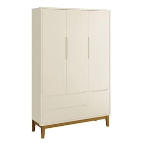 Guarda Roupa Infantil 3 Portas Classic Areia Fosco Com Pés Amadeirado Reller Móveis Areia Fosco