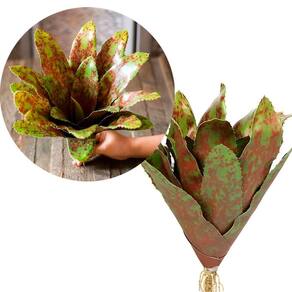 Kit 2 Pçs Bromélia Plantas Artificiais Verde 20 Folhas 34cm