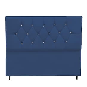 Cabeceira Estofada Cama Box Solteiro 90 Cm Suede Anitta azul Marinho