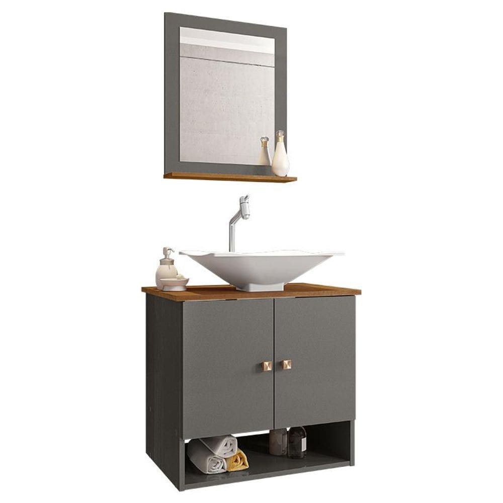 Gabinete Banheiro Deli Cuba Concava Bco Torneira DL08 Val