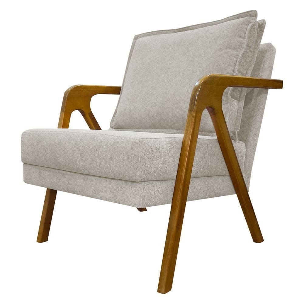 Poltrona Decorativa Shine Para Sala Bouclé Premium Bege Buclê