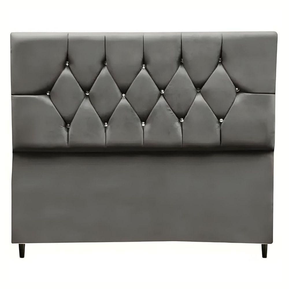 Cabeceira Estofada Cama Box Solteirão 100 Cm Suede Dubai cinza