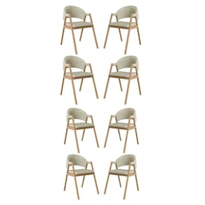 Kit 8 Cadeiras Suellen Luxo Reforçada Mesa De Jantar Courino Bege