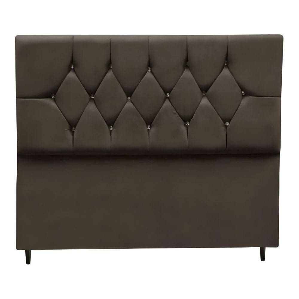 Cabeceira Estofada Cama Box Casal 140 Cm Suede Dubai marrom