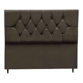 Cabeceira Estofada Cama Box Casal 140 Cm Suede Dubai marrom