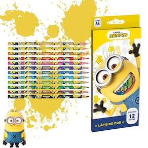 Lápis de Cor Minions Corpo do Lápis Decorado c/ 12 Cores - Tris
