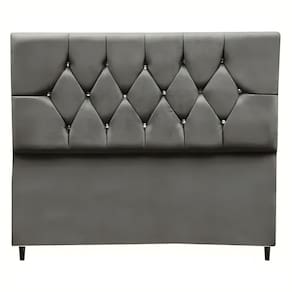 Cabeceira Estofada Cama Box Solteiro 90 Cm Suede Anitta cinza