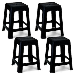 Kit 4 Bancos Banquetas Banquinho Adulto Resistente Multiuso Preto