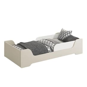 Cama Evolutiva Zaki Areia Fosco Com Proteção Lateral Lisa E Colchão D33 Reller Móveis Areia Fosco