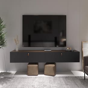 Rack Suspenso Para Tv Até 70 Polegadas 2 Portas Grécia 180cm Preto E Freijó