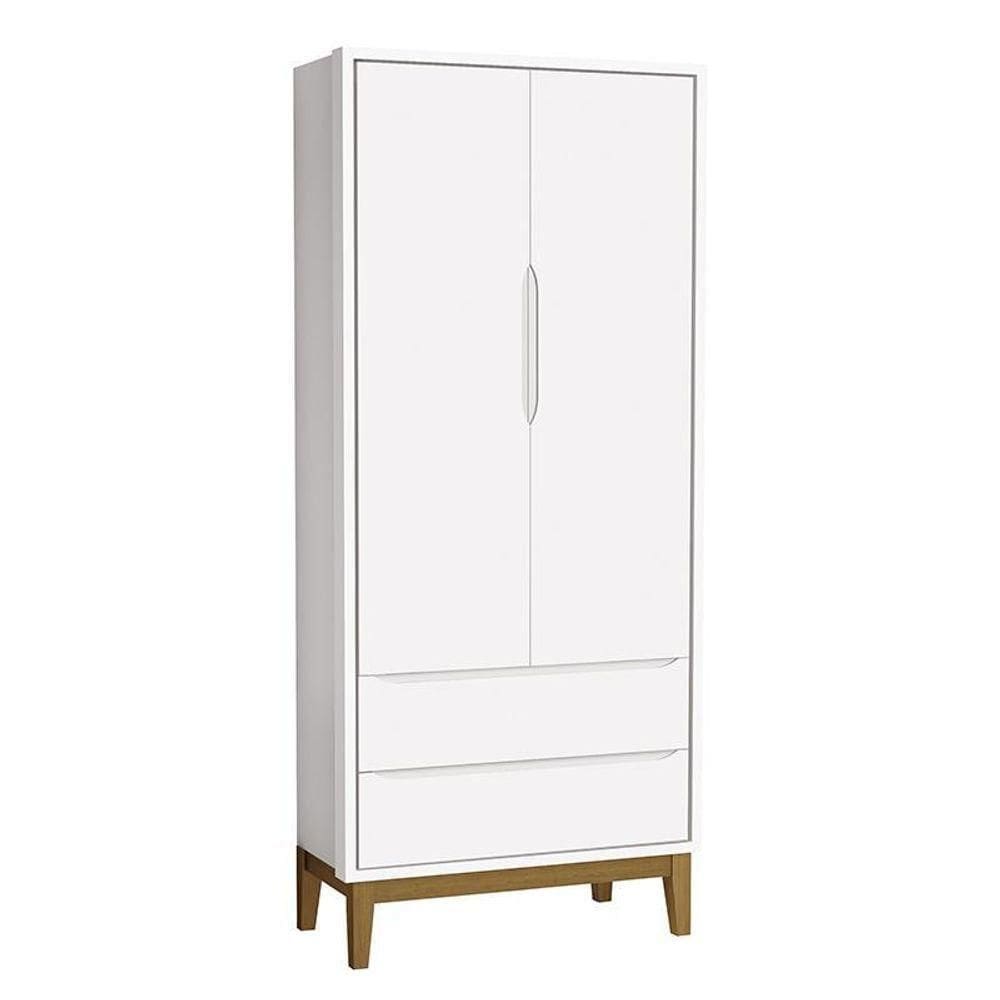 Guarda Roupa Infantil 2 Portas Classic Branco Fosco Com Pés Amadeirado Reller Móveis Branco Fosco