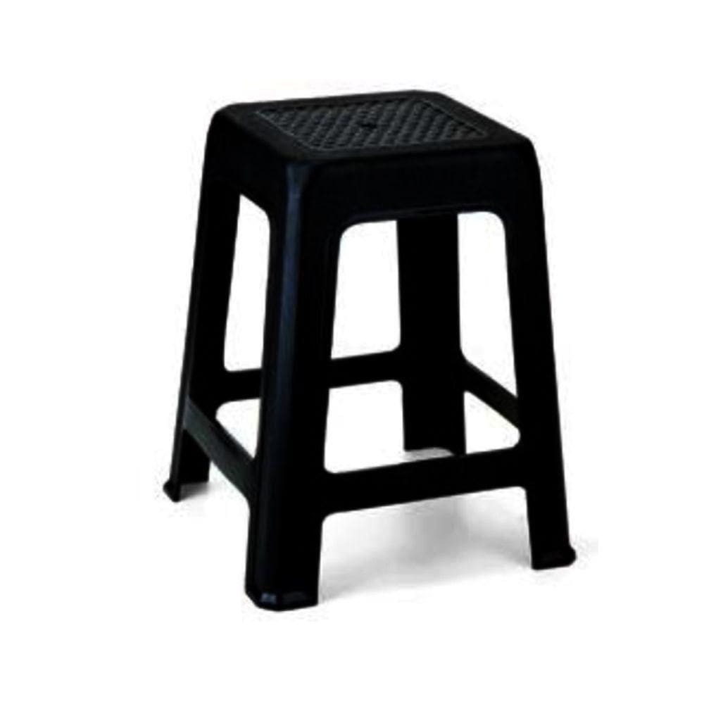 Banco Plastico Adulto Banquinho Banqueta Resistente Multiuso Preto