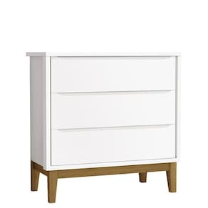 Cômoda Infantil 3 Gavetas Classic Branco Fosco Com Pés Amadeirado Reller Móveis Branco Fosco