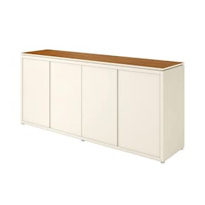 Balcão Buffet Para Escritório 4 Portas 180cm Oslo Off White E Cedro