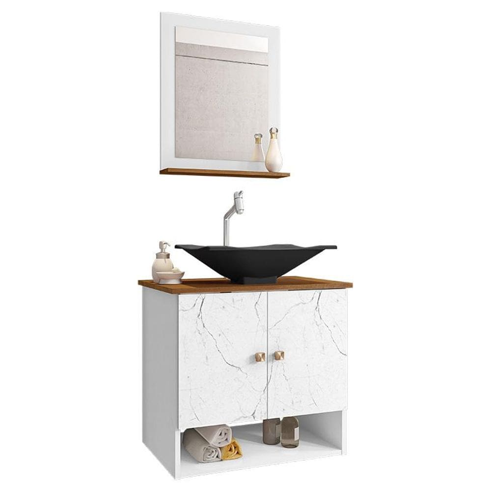 Gabinete Banheiro Deli Cuba Concava Preto Tor DL08 Val ABS
