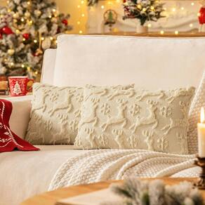 Capas de almofada SINYASAN Snowflake Christmas 30x50cm Bege