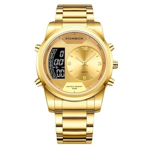 Relógio Digital Masculino Casual Esportivo De Quartzo Em Aço Inoxidavel Impermeavel Dourado