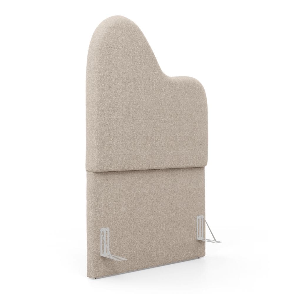 Cabeceira Orgânica Cama Box Solteiro Sea 90cm com Frame Bouclé Bege - Desk Design