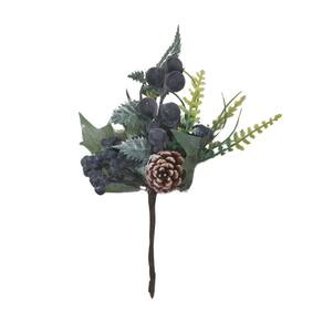 Galho Decorativo Natalino Curto Frutos Uvas - 23cm