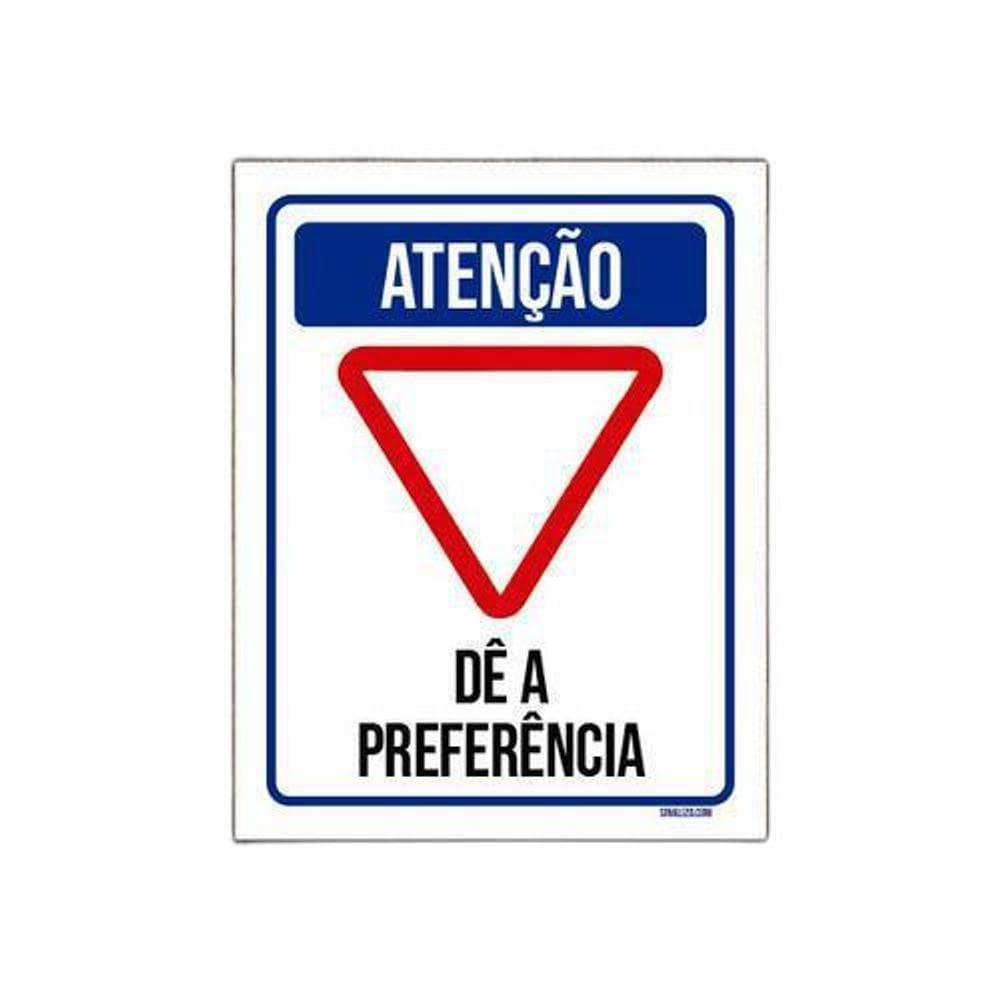 Kit 3 Placas Atenção Dê A Preferência