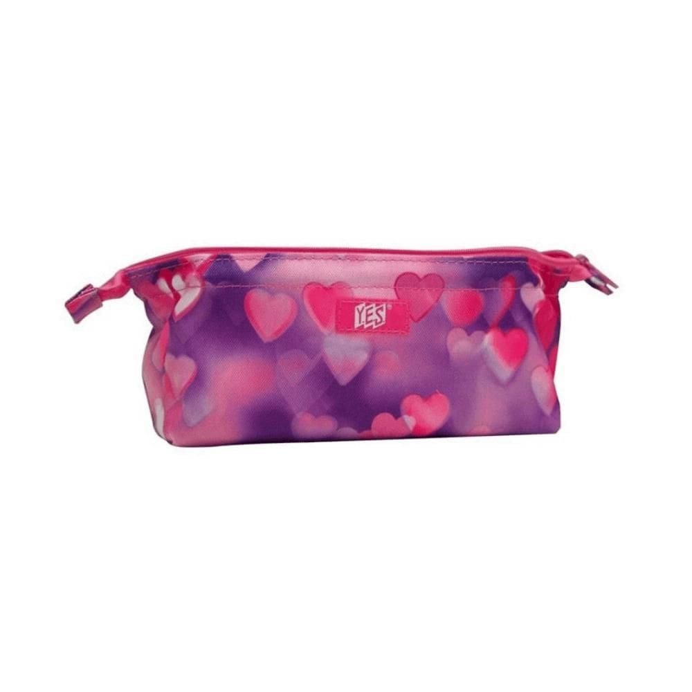 Estojo 1 Zíper Yes Coração Lilás Estampado Es1805