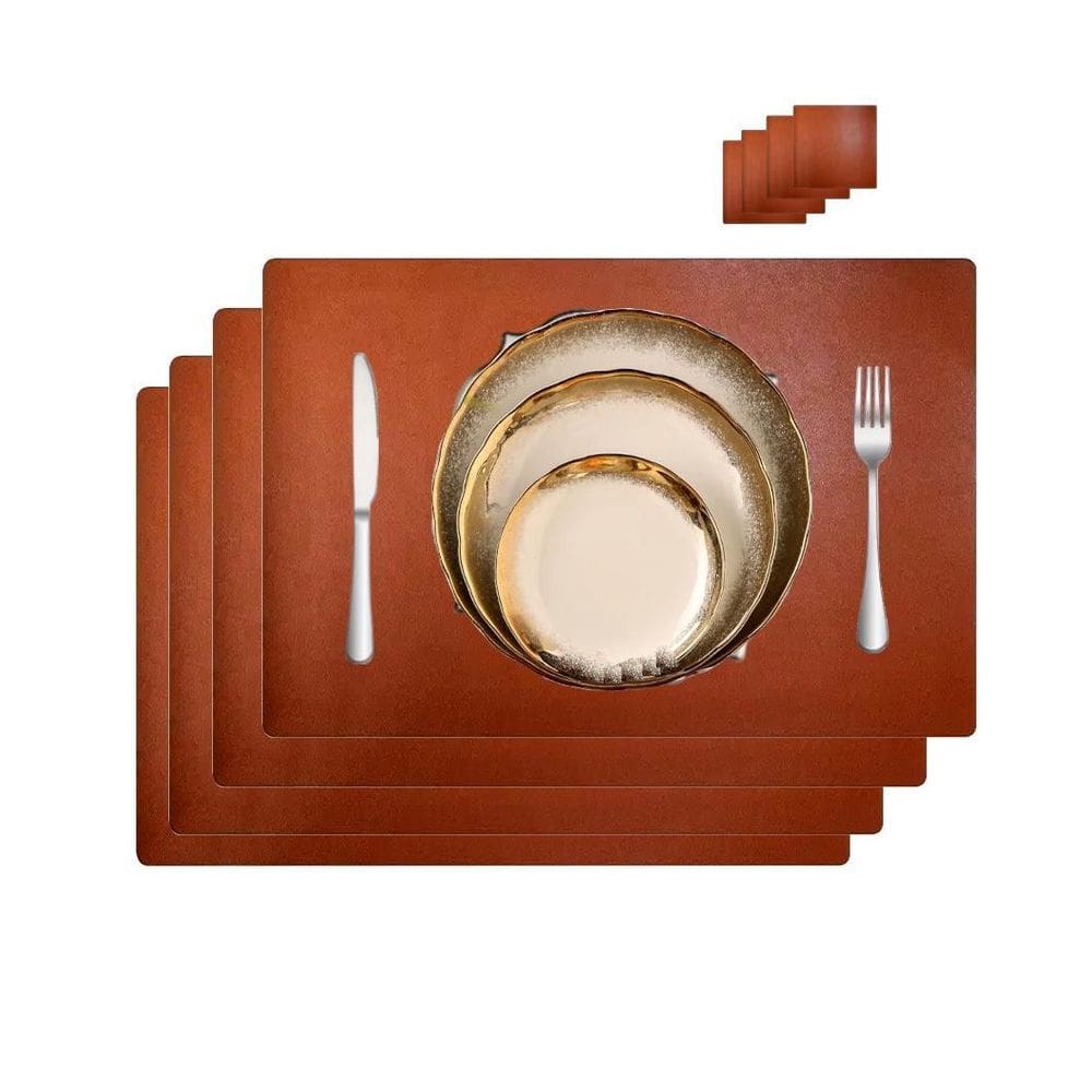 8 Jogo Americano Couro Impermeável Limpa Facil Para Mesa