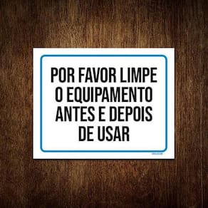 Kit 3 Placas Academia Limpe Equipamento Distanciamento