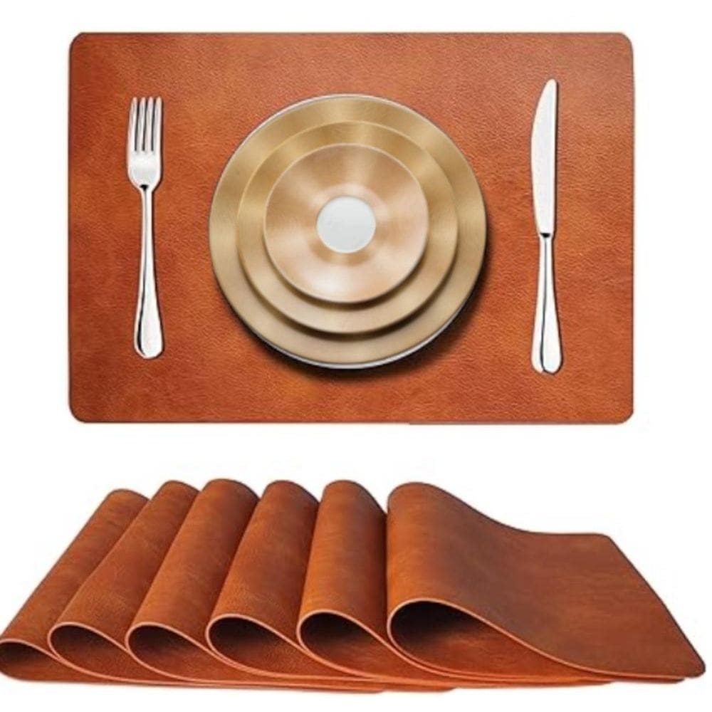 14 Jogo Americano Couro Impermeável Limpa Facil Para Mesa