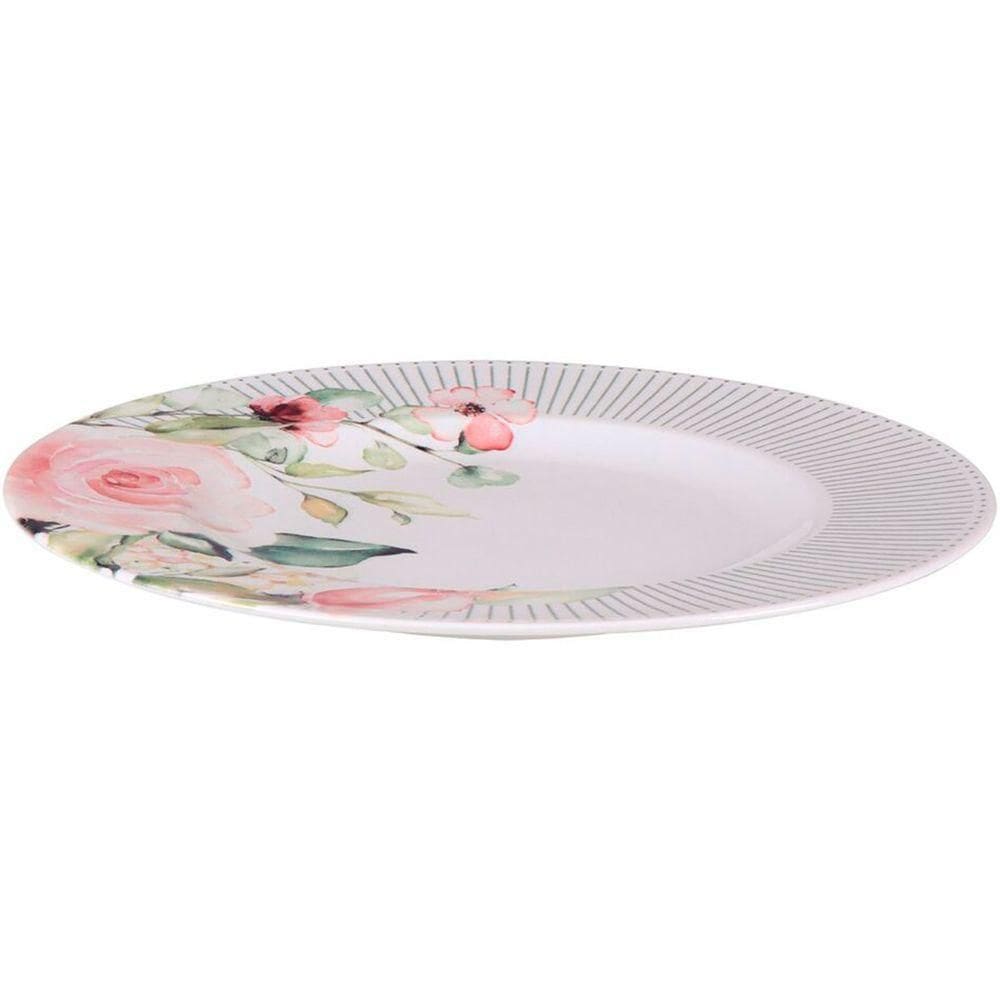 Kit Jogo Prato Raso Jantar 12 Pessoas 12pçs Chá Ornatta 28cm