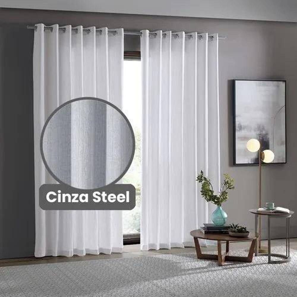 Cortina Rustica Lugo 5,4 X 2,5 - Bella Janela Cinza