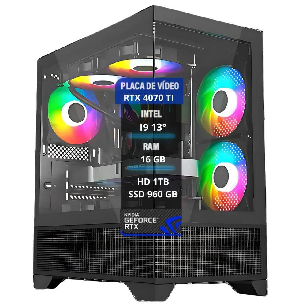 Pc Gamer I9 13 16Gb Ram Rtx 4070 Ti 8Gb Hd 1Tb Ssd 960Gb