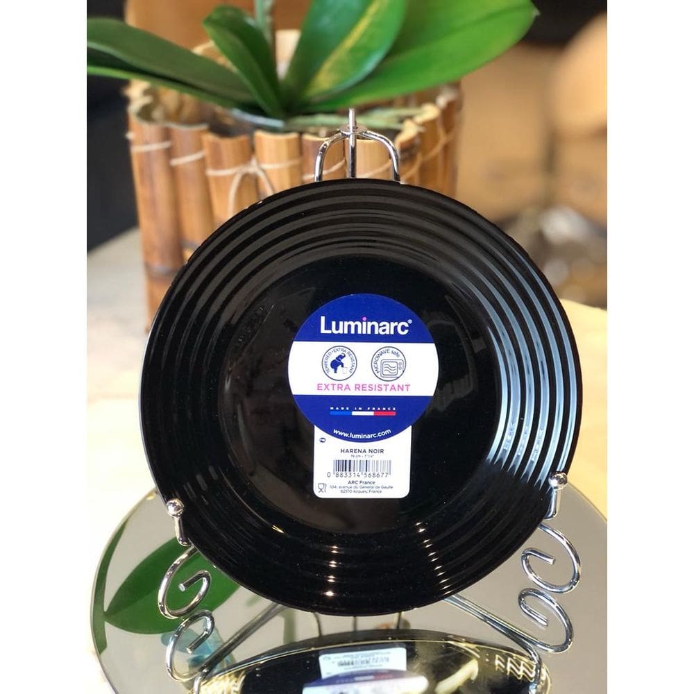 PRATO P/SOBREMESA DE VIDRO OPALINO HARENA BLACK 19cm