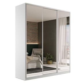 Guarda-Roupa Casal com Espelho Zermatt 100% MDF 3 PT 3 GV Branco