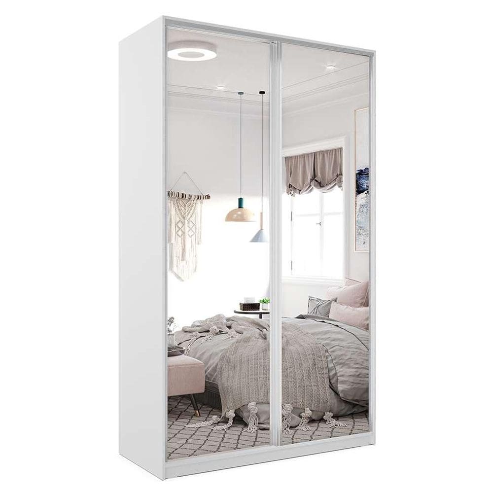 Guarda-Roupa Solteiro com Espelho Zermatt 100% MDF 2 PT 3 GV Branco