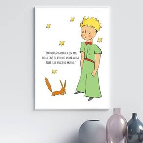 Quadro Pequeno Príncipe E Raposa - Frase 33X24Cm - Com Vidro