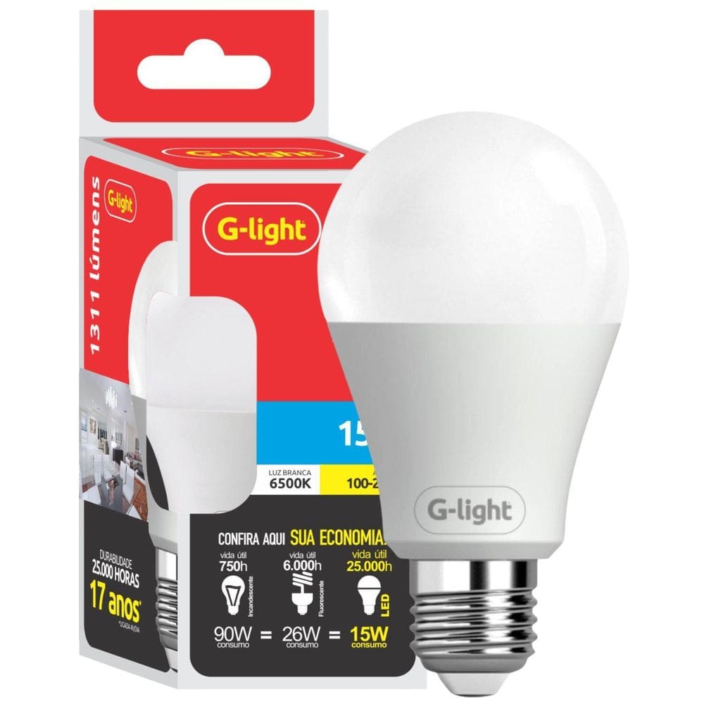 Lampada Potente Pequena E Econômica 15W Branco Frio 6500K