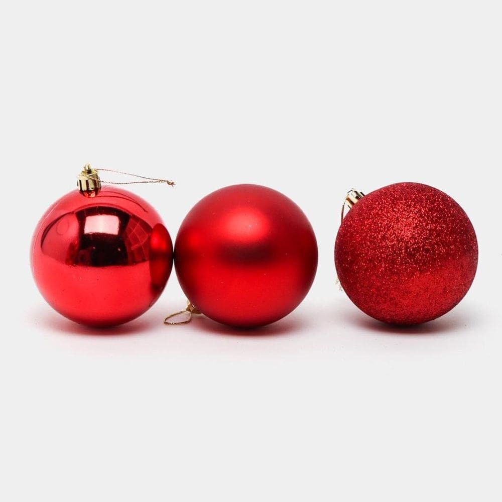 Kit 6 Bolas Vermelhas Decoração Para Árvore Natal 8Cm Grande