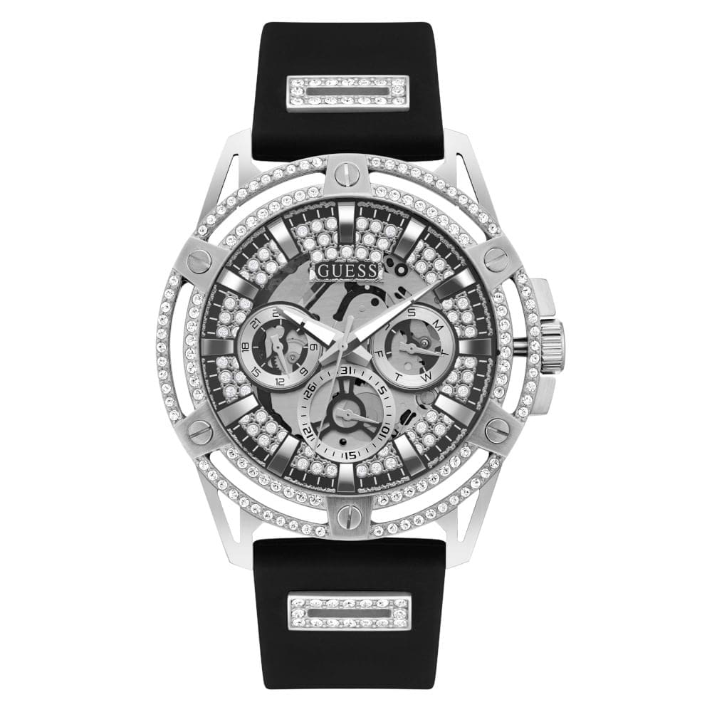 Relógio Masculino Guess Multifunção Cristais Prata