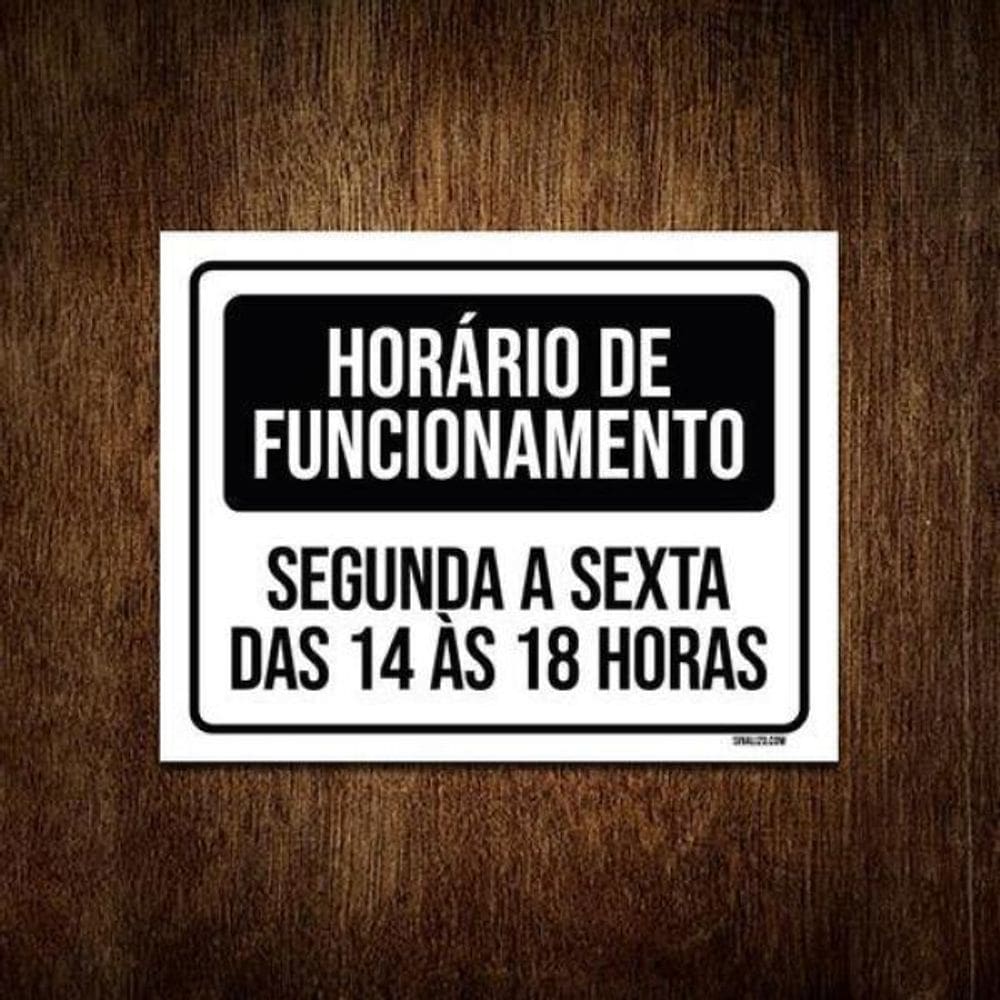 Kit 10 Placas - Horário Funcionamento