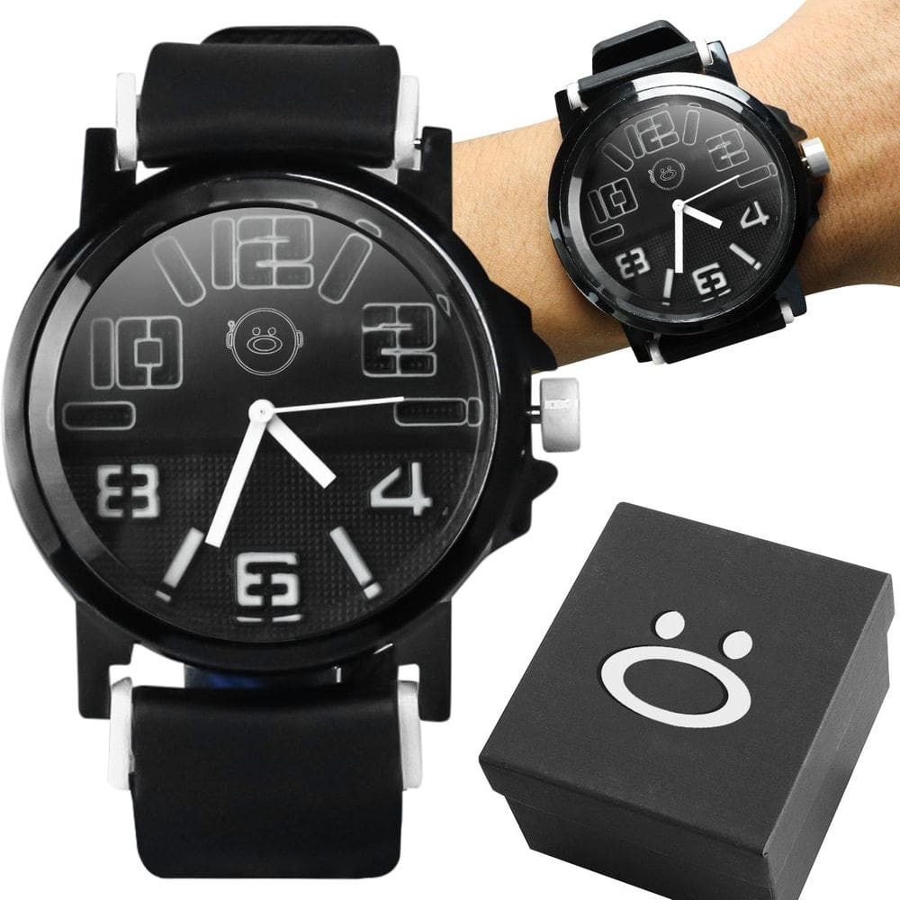 Relógio Masculino Preto Silicone Básico + Caixa Premium Qualidade Garantia