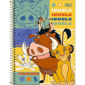 Caderno Rei Leão Capa Dura Espiral 80F 1 Matéria Escolar