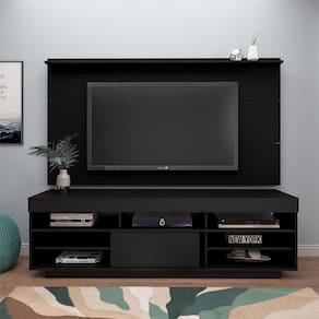 Conjunto de Rack Treviso com Painel para TV 55 Polegadas Slim Preto