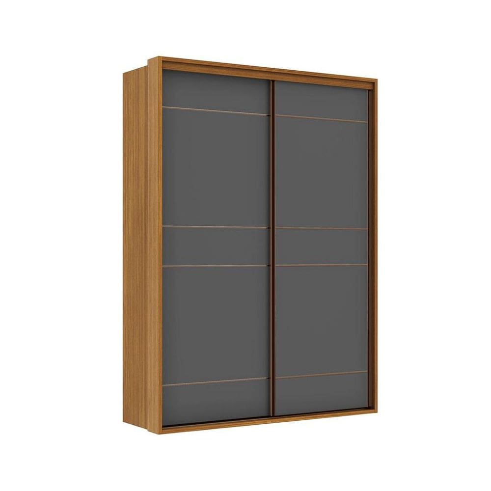 Guarda-Roupa Solteiro Qualitá 100% MDF 2 PT 3 GV Freijó e Titânio
