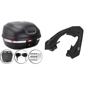 BAÚ MOTO 33L MONOLOCK FUME E-33NT + BAGAGEIRO SCAM Cb 250 Twister 2018 2019 2020 21 2022