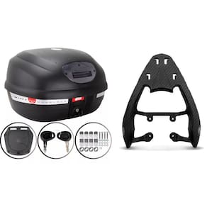 BAÚ MOTO 33L MONOLOCK GIVI E-33NT + BAGAGEIRO SCAM Cg 125 Cg 150 Cg 160 Fan Start Scam Fiber Force