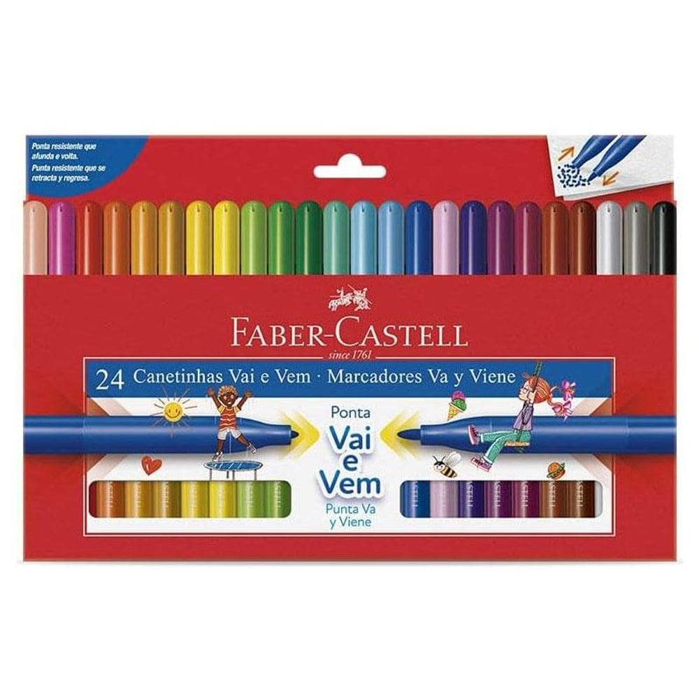 Canetinha Hidrográfica Ponta Vai e Vem 150124VVZF 24 Cores - Faber Castell