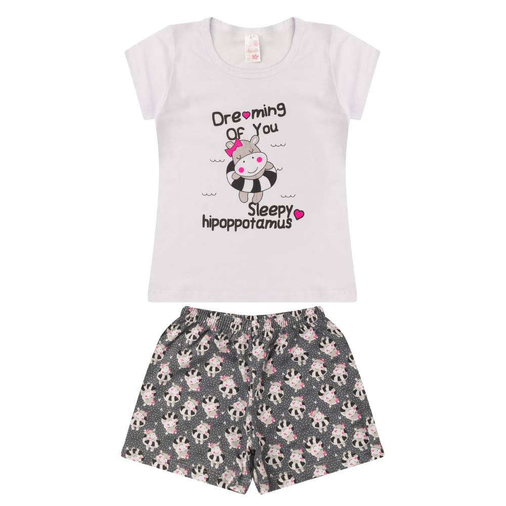 Pijama Infantil Menina Verão em Meia Malha Estampado