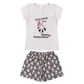 Pijama Infantil Menina Verão em Meia Malha Estampado