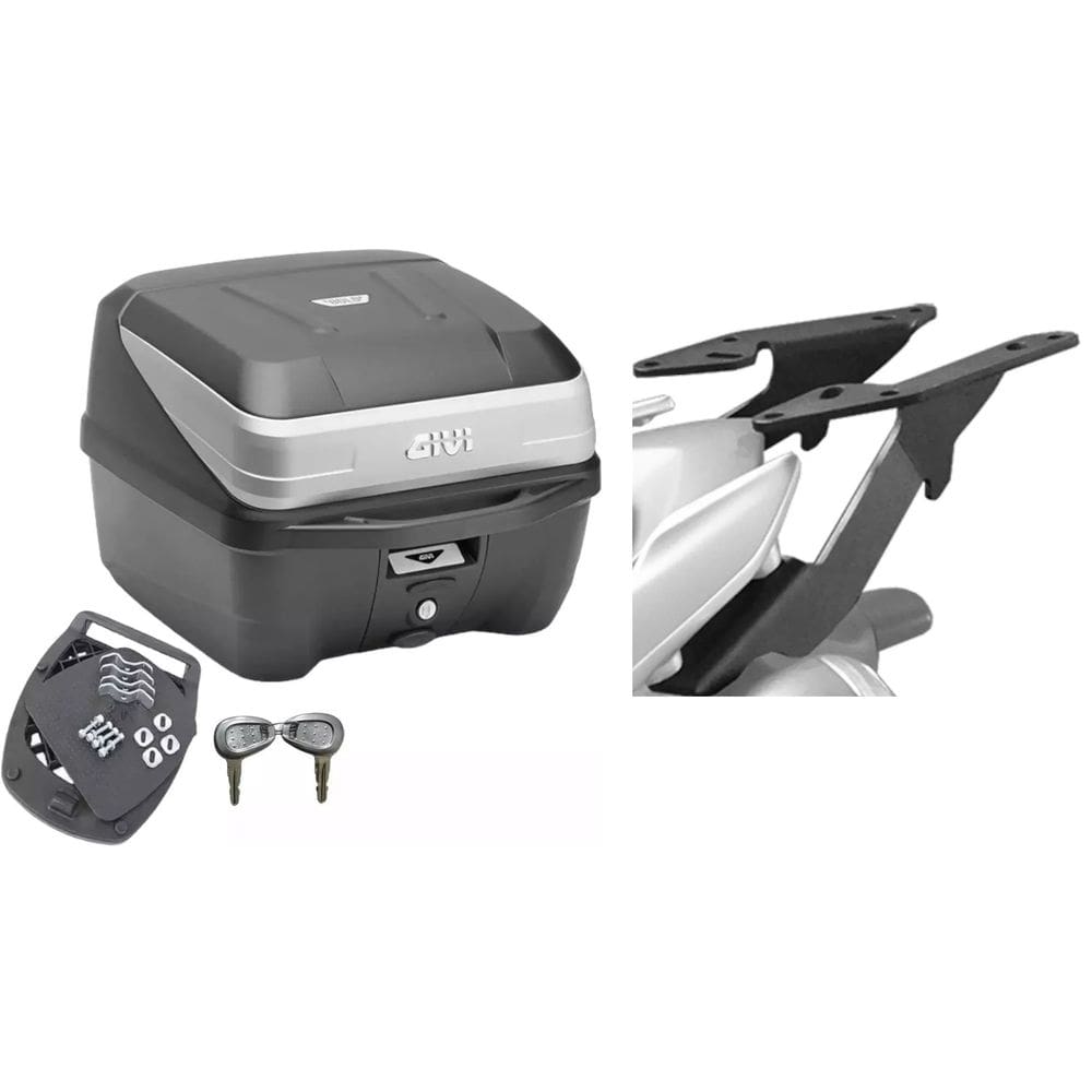 KIT BAÚ MOTO 33L MONOLOCK TRAFFIC III-T33NBR + BAGAGEIRO SCAM LANDER 250 Xtz 250 2019 FIBERFORCE