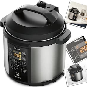 Panela Pressao Elétrica 6L Electrolux pcc20 Antiaderente Preta Experience por Rita Lobo Aço Escovado